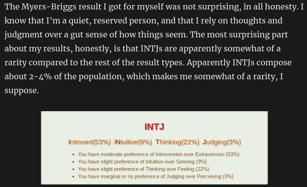 An analysis of my MBTI