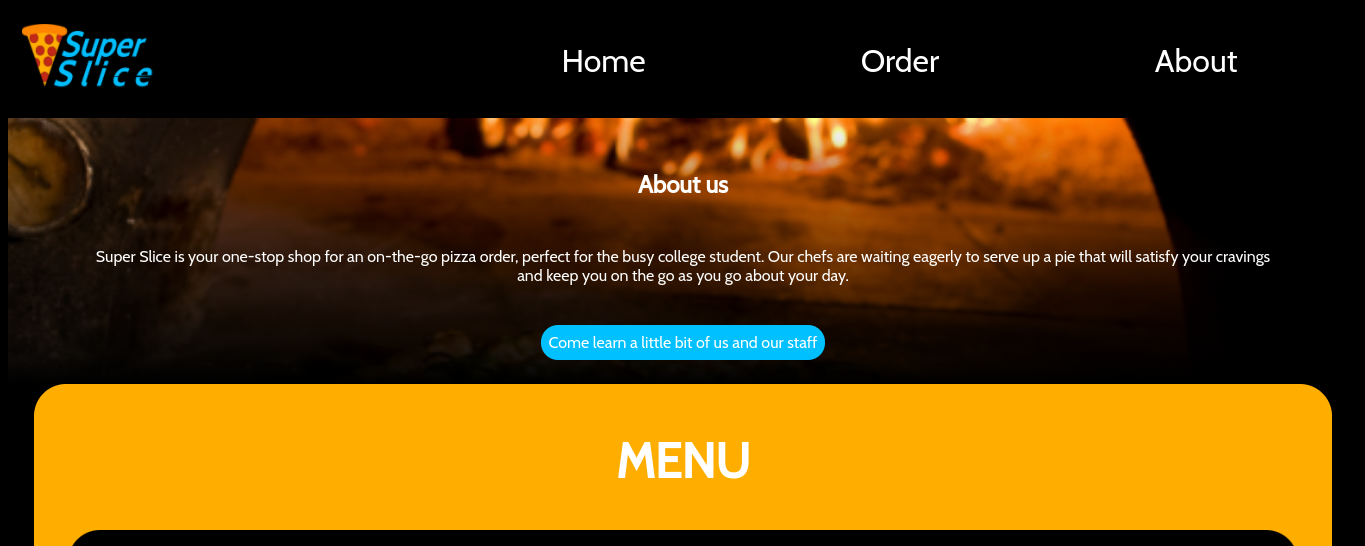 A screenshot of a nonesistent pizza site